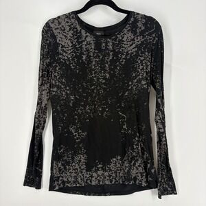 Mossimo Long Sleeve Top XL Black Gray‎ Abstract Print Knit Casual Everyday